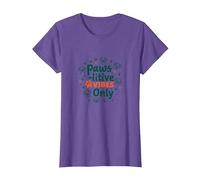Paws-itive Vibes Only Dog Lover Camiseta, Mujer, Morado Jaspeado, XXL