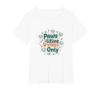 Paws-itive Vibes Only Dog Lover Camiseta, Mujer Tallas Grandes, Blanco, 4XL Grande