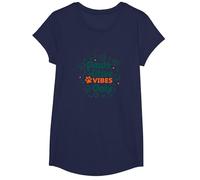 Paws-itive Vibes Only Dog Lover Camiseta, Niñas, Azul Marino, Mediano