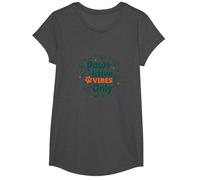 Paws-itive Vibes Only Dog Lover Camiseta, Niñas, Jaspeado Oscuro, Grande