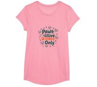 Paws-itive Vibes Only Dog Lover Camiseta, Niñas, Rosado, Mediano