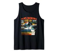 Paws on books eyes on treats Camiseta sin Mangas