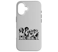 Paws & Palette: diseño de Cuatro Perros Vibrantes, Lindo Silencio Carcasa para iPhone 16