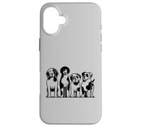 Paws & Palette: diseño de Cuatro Perros Vibrantes, Lindo Silencio Carcasa para iPhone 16 Plus