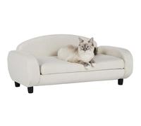 Paws & Purrs Sofá Moderno para Mascotas de 31.5 Pulgadas de Ancho con Respaldo bajo con Funda de colchón extraíble en Color Espresso/Avena