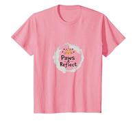 Paws & Reflect: Cita inspiradora de los Amantes de los Gatos conscientes Camiseta, Niños, Rosado, 10 años