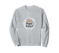 Paws & Reflect: Cita inspiradora de los Amantes de los Gatos conscientes Sudadera, Unisex para Adultos, Gris Jaspeado, S