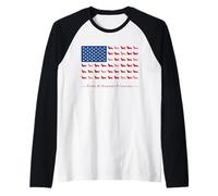 Paws Stripes 4th July Flag Black Long Haired Dachshund Lover Camiseta Manga Raglan