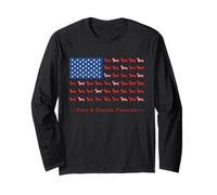 Paws Stripes 4th July Flag Black Long Haired Dachshund Lover Manga Larga