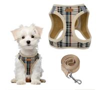 PawSailor Antitirone Arnés para Perros Pequeños con Correa Ajustable Arneses Perros Extra Pequeños Acolchado Suave Transpirable Reflectante Chaleco para Cachorros, Gatos, Beige XXS
