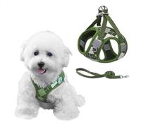 PawSailor Antitirones Arnés Perro Pequeño con Correa, Ajustable Arnes Chaleco para Perro con Patrón Cuadros, Transpirable Reflectante para Cachorro, Gatos, Verde S