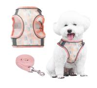 PawSailor Arnes Chaleco Perro Correa para Caminar, Arnes Antitirones Antiescape con Estampado Floral, Easy Walk Transpirable Reflectante Ajustable para Perros Pequeños, Gatos, Coral S