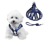 PawSailor Arnes Chaleco Perro Correa para Caminar, Arnes Antitirones Antiescape con Patrón Cuadros, Easy Walk Transpirable Reflectante Ajustable para Perros Pequeños, Gatos, Azul S