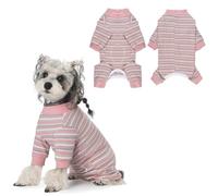 PawSailor Body Perro Post Cirugía Hembra Macho Traje de Recuperación para Perros Manga Larga a Rayas Body Post Quirurgico Cachorro Pijama Camiseta Médica Gatos Protección de Heridas, Rosa-Gris L