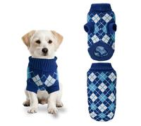PawSailor Jersey de punto extra pequeño para perro, diseño a cuadros, para invierno, cálido, cuello alto, suave, cómodo, ropa para mascotas, para gatitos, caniche de juguete, chihuahuas, yorkies, azul