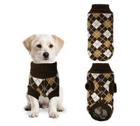 PawSailor Jersey de punto para perros pequeños con patrón a cuadros, cuello alto, suave, cómodo, cálido, ropa para mascotas para perros pequeños y gatos como maltés, yorkies, perro salchicha en