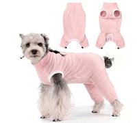 PawSailor Traje de Recuperación Perro Pata Trasera, Ajustable con Cordón, Body Postoperatorio con Mangas Perros Machos Hembras, Body Quirúrgico Perro Anti-Lamido Herida Cubierta, Rosa S