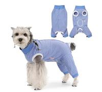 PawSailor Traje de Recuperación Perro Pata Trasera, Ajustable con Cordón, Body Postoperatorio con Mangas Perros Machos Hembras, Body Quirúrgico Perro Anti-Lamido Herida Cubierta, Azul L
