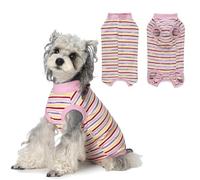 Pawsailor Traje de Recuperación Quirúrgica para Perros a Rayas Body Postoperatorio Perro Hembra Macho Camiseta Recuperación Pijama Cachorro, Protección de Heridas Alternativa de Cono, Rosa-Rojo XL