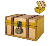 Pawsautomotively Cofre del tesoro vintage de madera, con cerradura de combinación, código de tres dígitos, pequeño y exquisito, clásico y elegante, para guardar joyas y pequeñas colecciones (18 × 11 ×