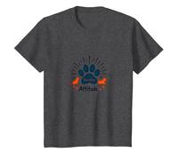 Pawsitive Actitud Perro Amante Mascota Camiseta, Niños, Jaspeado Oscuro, 6 años