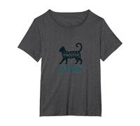 Pawsitive Mental Cattitud: Extravagante Amante de los Gatos Camiseta, Mujer Tallas Grandes, Jaspeado Oscuro, 1XL Grande