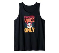Pawsitive Vibes Only Juego de Palabras de Amor de Gato de Estilo Retro Camiseta sin Mangas