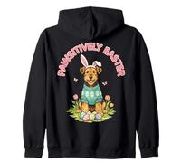 Pawsitively Easter Terrier Orejas de Conejo Lindos Huevos Primavera Cachorro Sudadera con Capucha