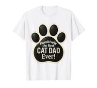 Pawsitively, el Mejor Juego de Palabras Divertido de papá con Gatos para el Día del Padre Camiseta gráfica económica, Hombre, Blanco, XL