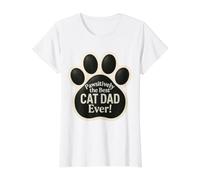 Pawsitively, el Mejor Juego de Palabras Divertido de papá con Gatos para el Día del Padre Camiseta gráfica económica, Mujer, Blanco, XL