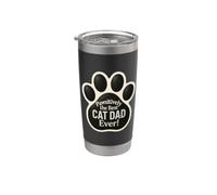 Pawsitively, el mejor juego de palabras divertido de papá con gatos para el Día del Padre Vaso térmico de acero inoxidable de doble pared