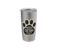 Pawsitively, el mejor juego de palabras divertido de papá con gatos para el Día del Padre Vaso térmico de acero inoxidable de doble pared