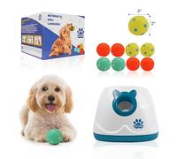 Pawsito Lanzador automático de bolas para perros de tamaño mediano y pequeño, máquina de búsqueda interactiva para jugar en interiores y exteriores con 10 bolas de látex, lanzador de bolas de modo de