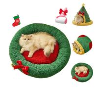Pawsmas Christmas Tree Triangle Cat and Dog Cave Bed, Warm Pawsmas Bed for Cats Dogs, Removable Foldable, Washable, for Small Cats Dogs Pet to Sleep/Nap/Hide/Play (Round Nest,Medium)