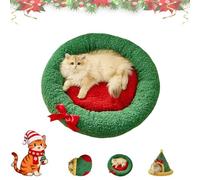 Pawsmas Christmas Tree Triangle Cat Cave Bed，Cats Beds for Indoor, Warm Christmas Tree Cat Bed with Detachable Pillow,Soft Comfortable Cats House Tent-B||S