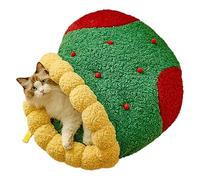 Pawsmas Christmas Tree Triangle Cat Cave Bed, Pawsmas Bed for Cats Dogs, Removable and Washable Winter Semi-Closed-Off Cat Bed, Suitable for Small Cats Dogs Pet to Sleep/Nap/Hide/Play (#B,S)