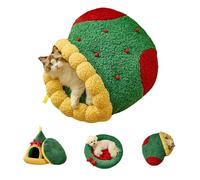 Pawsmas Christmas Tree Triangle Cat Cave Bed, Removable and Washable Winter Closed-Off Cat Bed, Cute Christmas Tree Statue Bed Hideout, for Cats to Sleep, Nap, Hide and Play (Style C,M)
