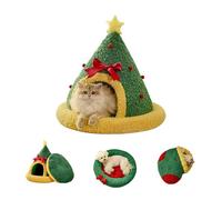 Pawsmas Christmas Tree Triangle Cat Cave Bed, Removable and Washable Winter Closed-Off Cat Bed, Cute Christmas Tree Statue Bed Hideout, for Cats to Sleep, Nap, Hide and Play (Style B,S)