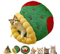 Pawsmas Christmas Tree Triangle Cat Cave Bed, Removable and Washable Winter Closed-Off Cat Bed, for Cats to Sleep, Nap, Play and Hide (Socks Nest,M)