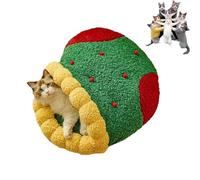Pawsmas Christmas Tree Triangle Cat Cave Bed,Removable and Washable Winter Closed-Off Cat Bed,Soft Comfortable House Tent for Cats Dogs,Suitable for Cats to Sleep,Nap,Hide and Play (B-L)