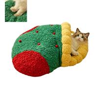 Pawsmas Christmas Tree Triangle Cat Cave Bed, Removable and Washable Winter Closed-Off Cat Bed, Suitable for Cats to Sleep, Nap, Hide and Play (C,L:For Pets ≤ 8 kg / 16 LB)