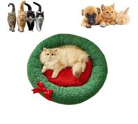 Pawsmas Christmas Tree Triangle Cat Cave Bed,Warm Christmas Cat Tree Bed,Removable and Washable Winter Closed-Off,Suitable for Small Cats Dogs Pet to Sleep Nap Hide Play (R-S)