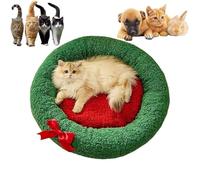 Pawsmas Christmas Tree Triangle Cat Cave Bed,Warm Christmas Cat Tree Bed,Removable and Washable Winter Closed-Off,Suitable for Small Cats Dogs Pet to Sleep Nap Hide Play (R-L)