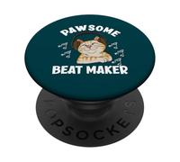 Pawsome Beat Maker Funny Ginger Cat Lover Productor Musical PopSockets PopGrip Adhesivo