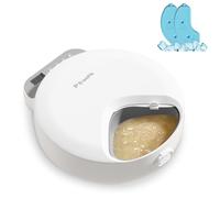 PawsPik Smart - Comedero automático para mascotas de 4 comidas, temporizador programable para alimentos húmedos y secos, inalámbrico, con paquetes de hielo, comedero para perros y gatos, blanco