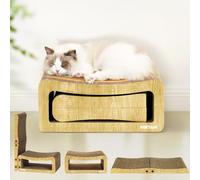 Pawtasy Rascador para Gatos en Forma de L, Estable, Ajustable, Tabla rascadora de cartón con Hierba gatera, cartón Ondulado, Muebles rascadores para Gatos, tamaño