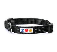 Pawtitas Collar para Perros Reflectante Adaptable | Ajustable y Resistente para Perro y Cachorro | Ideal para Entrenamiento | Color Negro - Pequeño