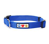 Pawtitas Collar para Perros Reflectante Adaptable | Ajustable y Resistente para Perro y Cachorro | Ideal para Entrenamiento | Color Azul - Pequeño