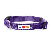 Pawtitas Collar para Perros Reflectante Adaptable | Ajustable y Resistente para Perro y Cachorro | Ideal para Entrenamiento | Color Morado - Pequeño