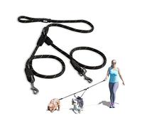 Pawtitas Correa Doble para Perros Reflectante y antitirones | Correa para Perros para Correr | Doble Correa para Perros Ideal para Llevar Dos Perros | Correa para Llevar Dos Perros M/L Color Negro